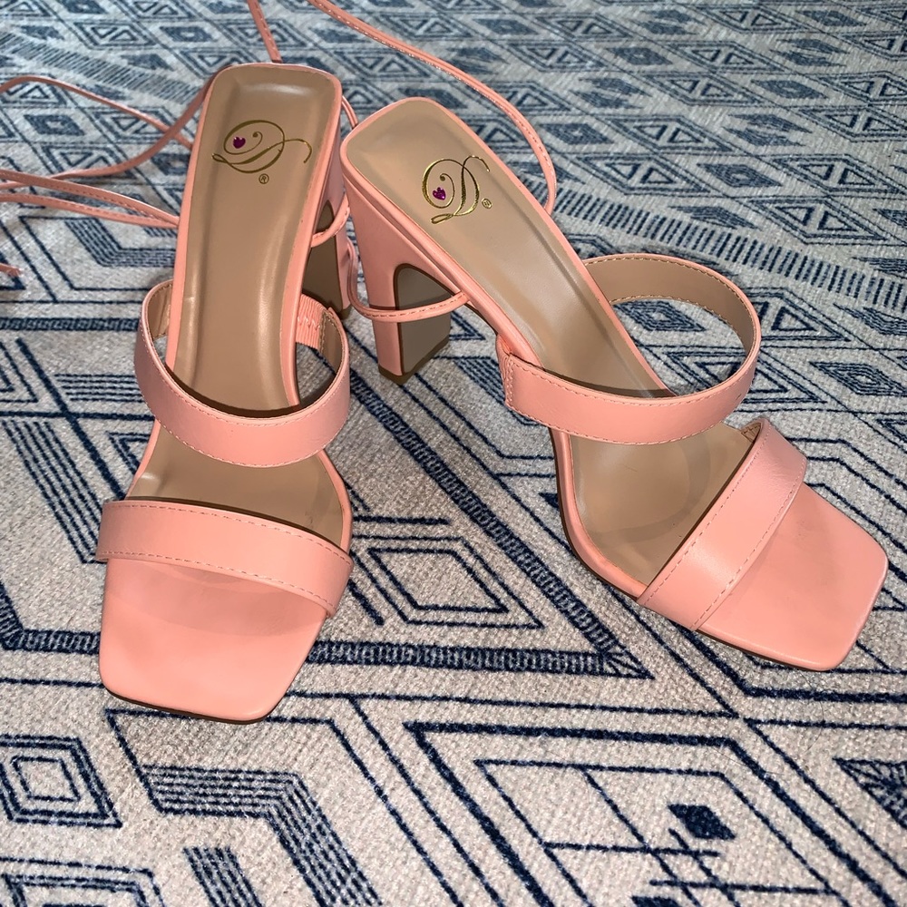 Pink lace up heels